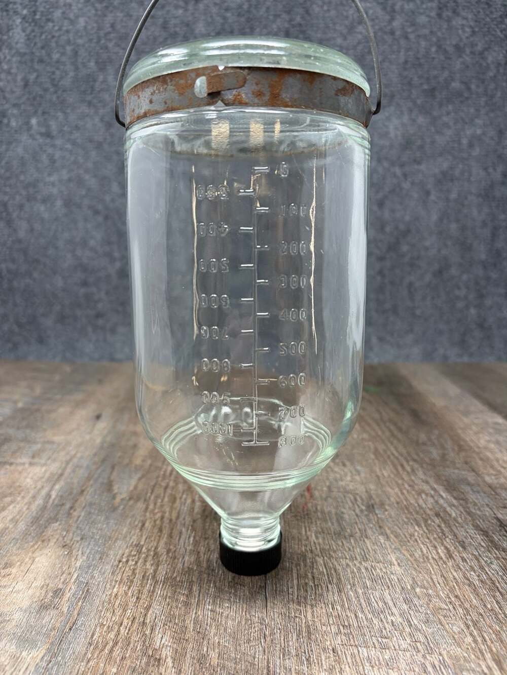 Abbott Laboratories Vintage large Glass IV Bottle Graduated With Wire Handle